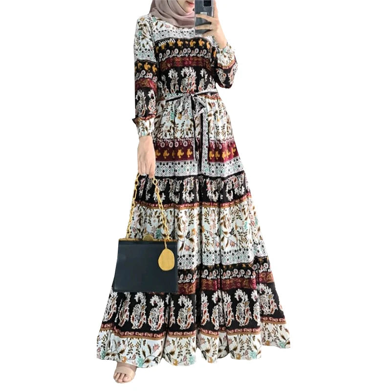 ZANZEA Bohemian Abaya Women Elegant  Stylish Floral Printed Maxi Dresses Casual Loose Ramadan Vestidos Kaftan 2024