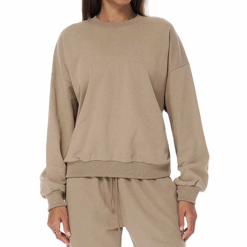 Winter Sports Women loose and Casual Round Neck Long Sleeved. t shirt  Fashionable VersatileRunning