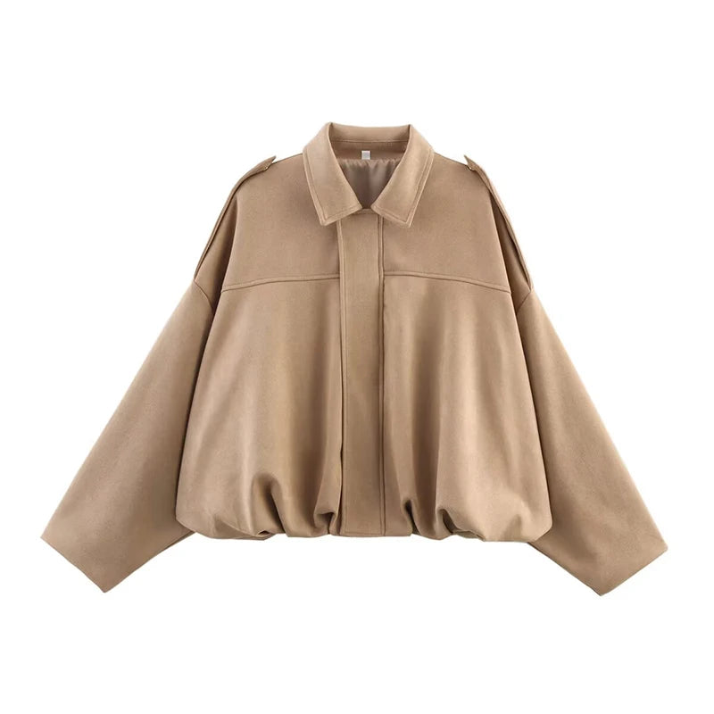 Autumn Winter Loose Jackets Coats for Women Fashion Turn-down Collar Long Sleeve Coats Casual Female Outerwear Chic Tops