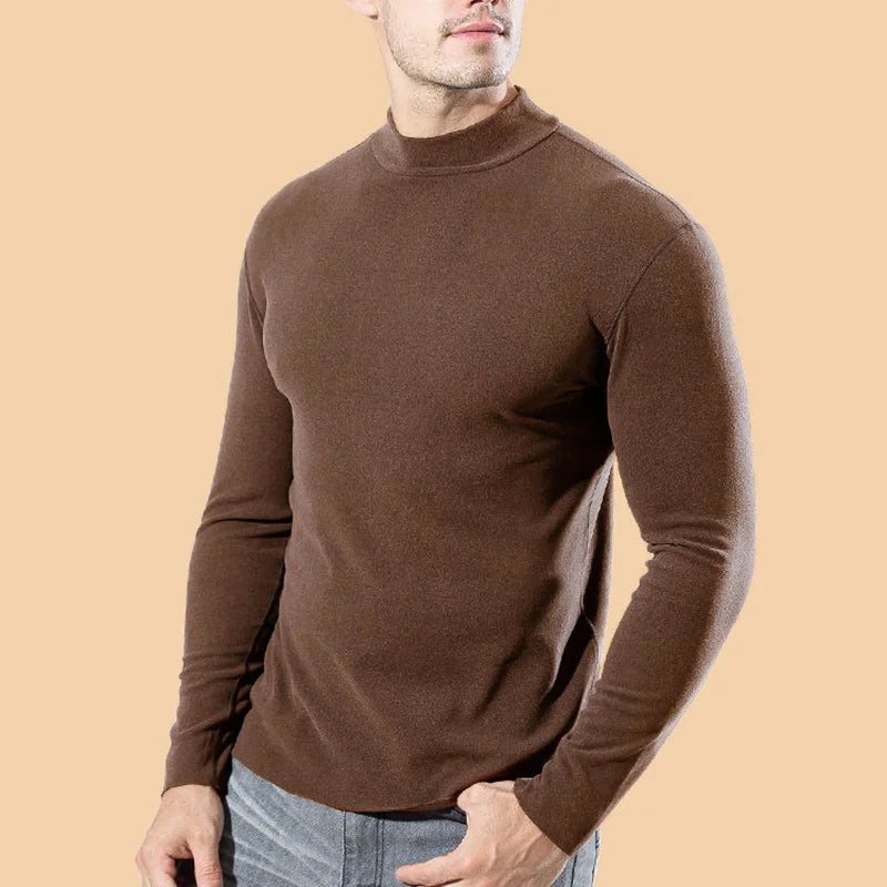 Winter Fashion Thermal Underwear Men Turtleneck T-shirts Long Sleeve Man Thermal T-shirt Men Sports First Layer Male Warm Coats