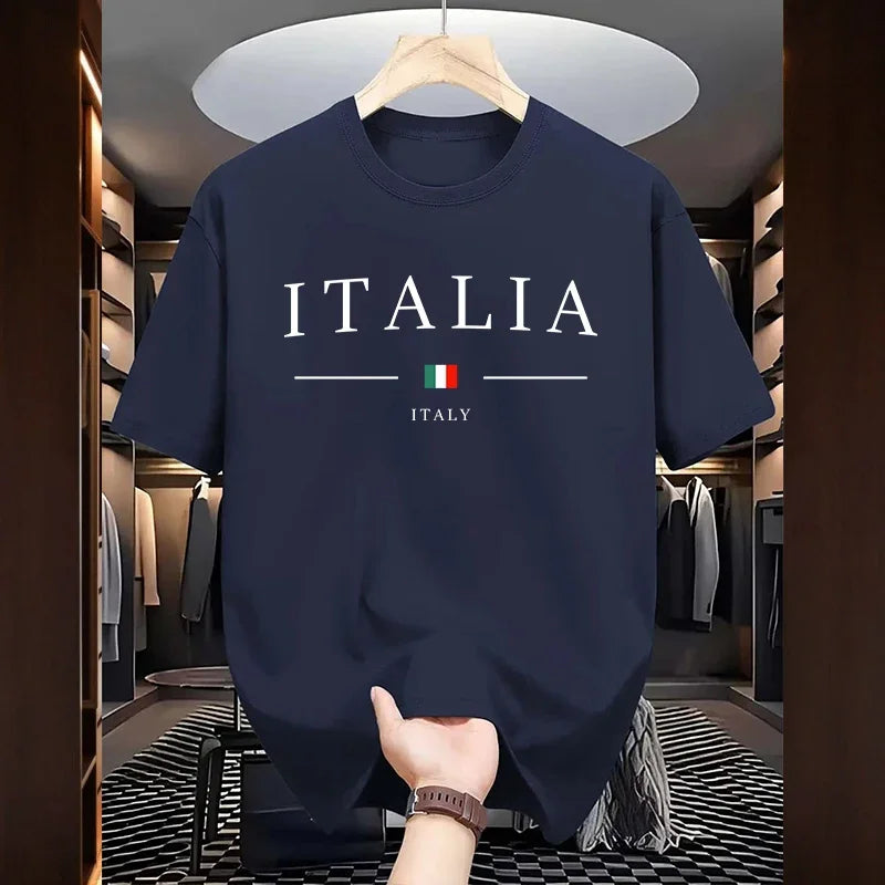 Italian Fashion T-shirts for Men High Quality 100% Cotton O-neck Short Sleeved Summer Daily Casual Sports Cool Tees City Vibe Tops