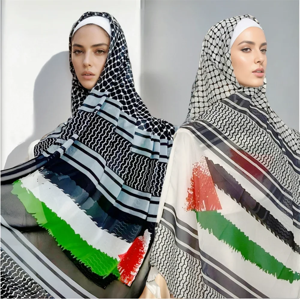 NEW Kuffiyeh Hijab Palestinian Chiffon Scarf Women  Scarves Shawl Lady Print