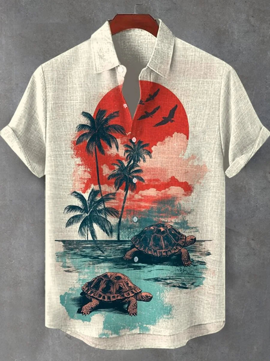 New men's fashionable shirts, 3D art printed Bushido patterns, casual and comfortable shirts, summer short-sleeved shirts