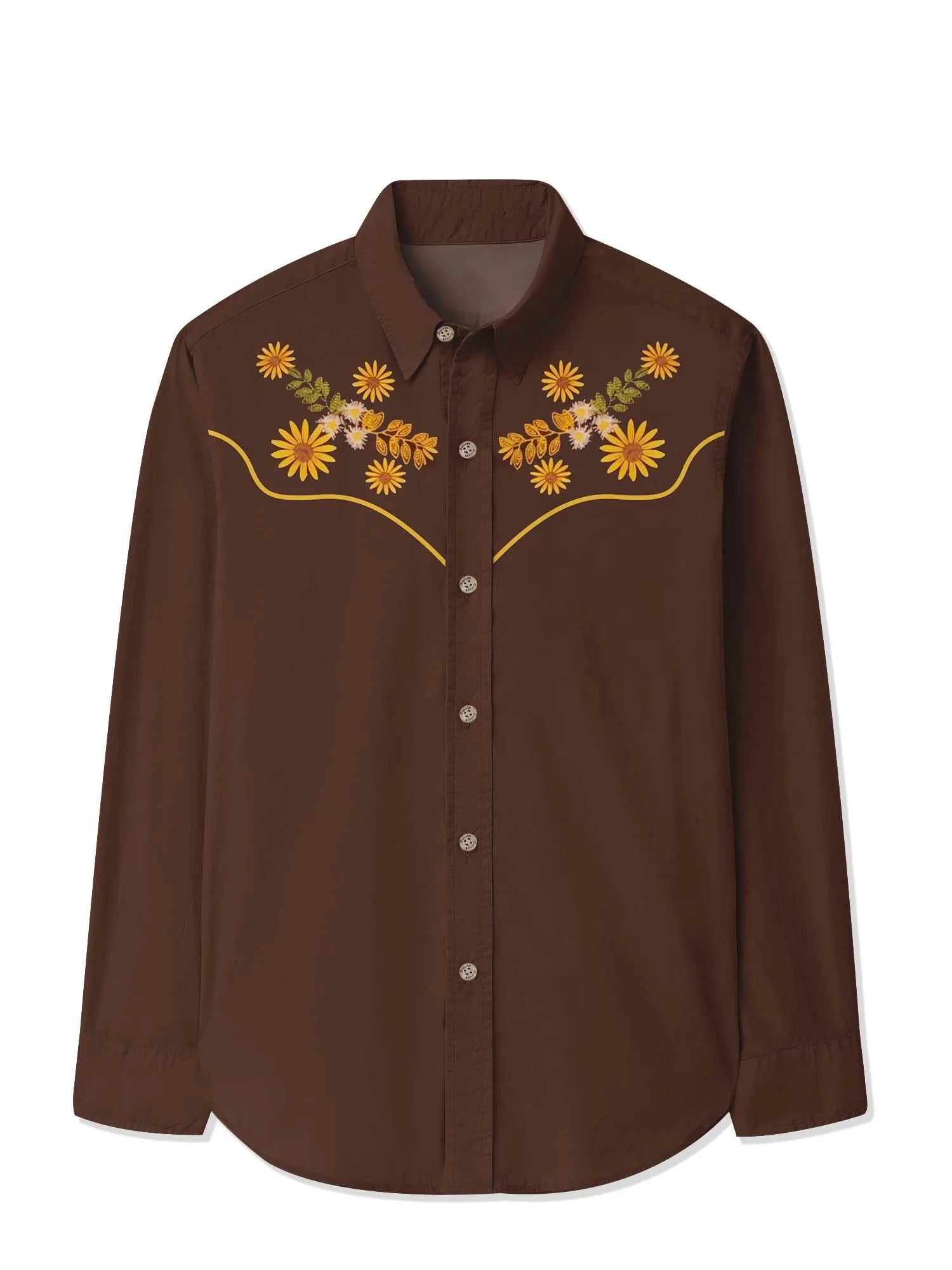 Men's Collar Printed Top Camisa Manga Larga Hombre