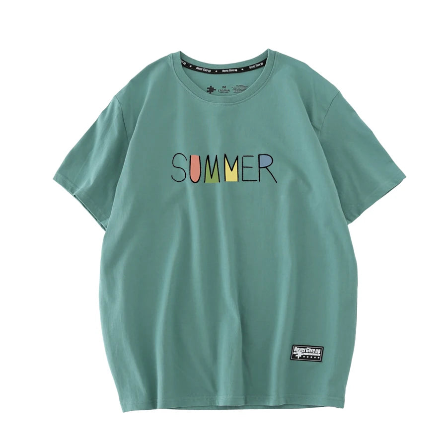 WAVLATII Women New Light Green Summer T Shirts Female 210g/m2 Cotton Fabric Tees Lady White Streetwear Short Sleeve Tops WT2303
