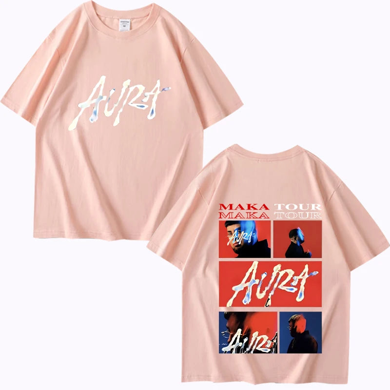 Rapper Maka Aura 2025 Tour Merch T Shirts  men women Oversized 100% Cotton Hot sale short sleeve Summer  Unisex plus size tops