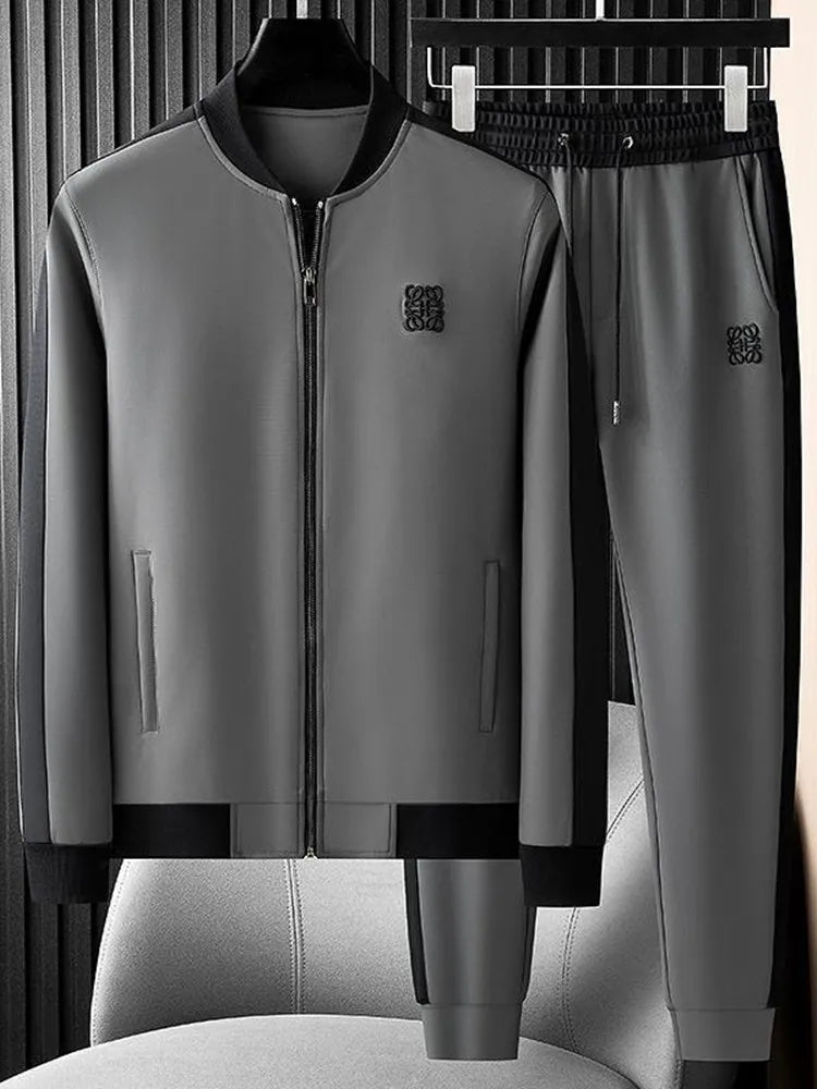 2025 Spring and Autumn New Fashion Trend Baseball Jacket Set Men's Casual Loose Sports Large Size High Quality Two-Piece Set