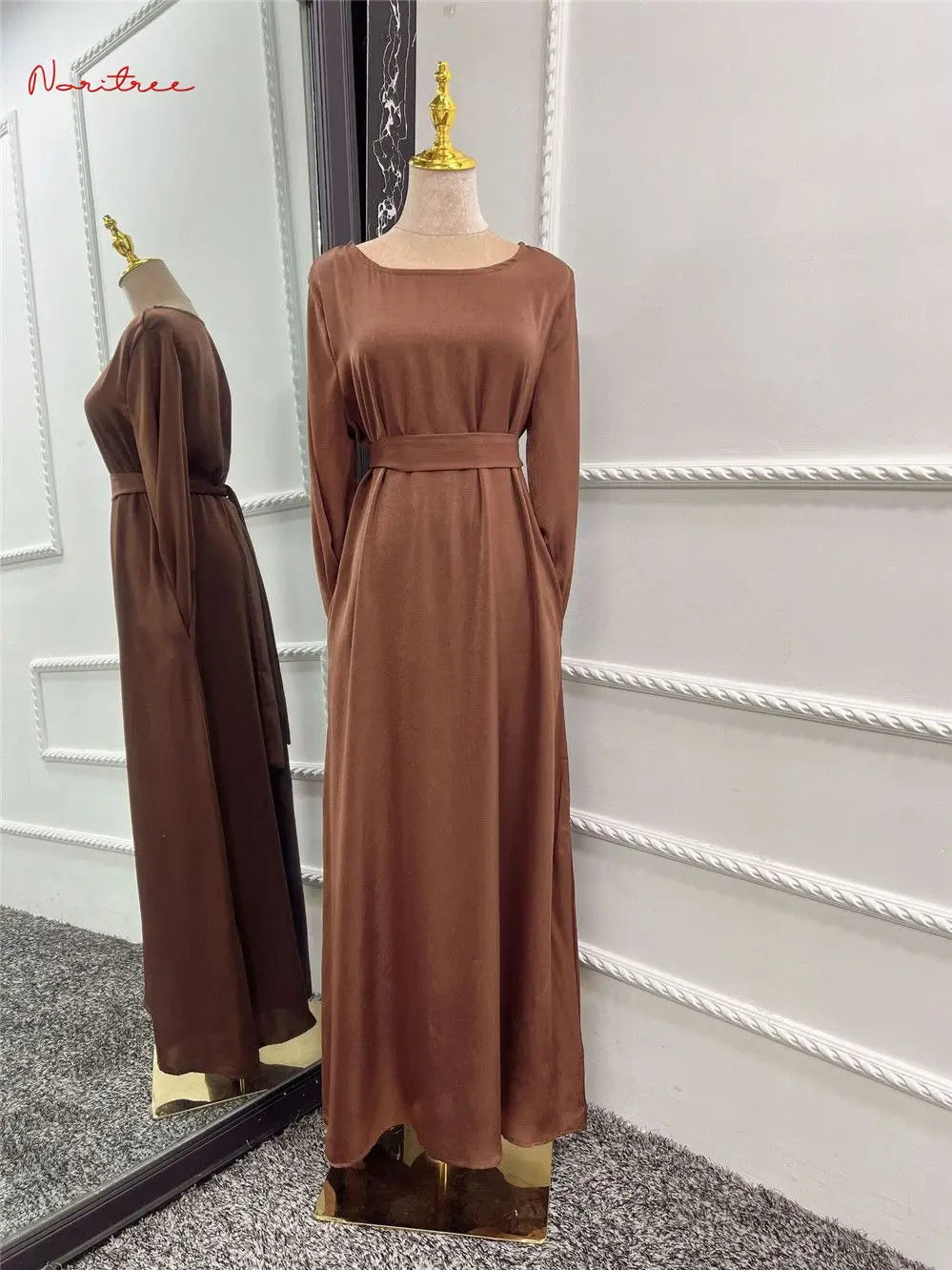 Fashion Sliky  Dress Dubai Full Length Flare Sleeved Soft Abaya 2025