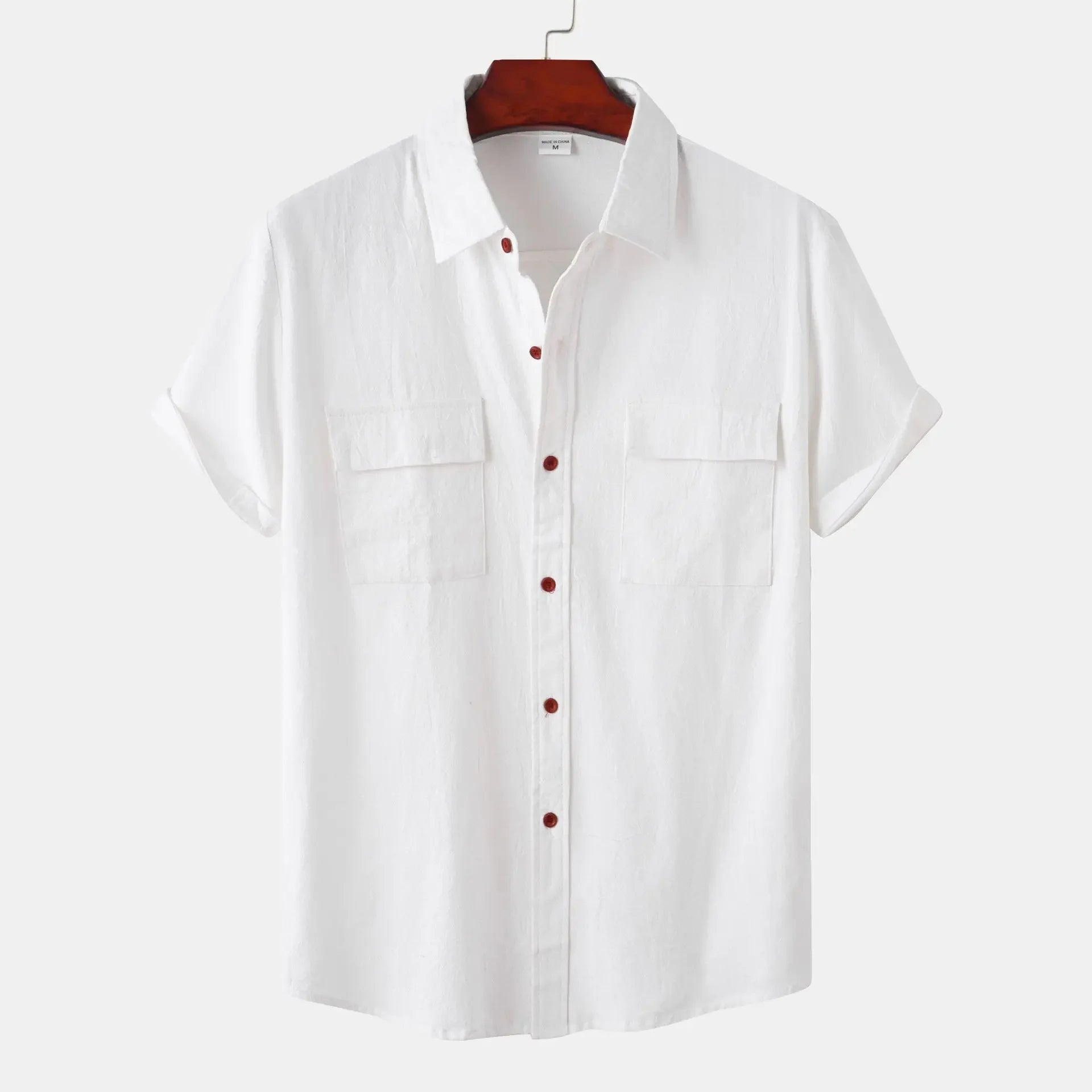 Men's Linen T Shirts Fashion Tiki Blouses cotton