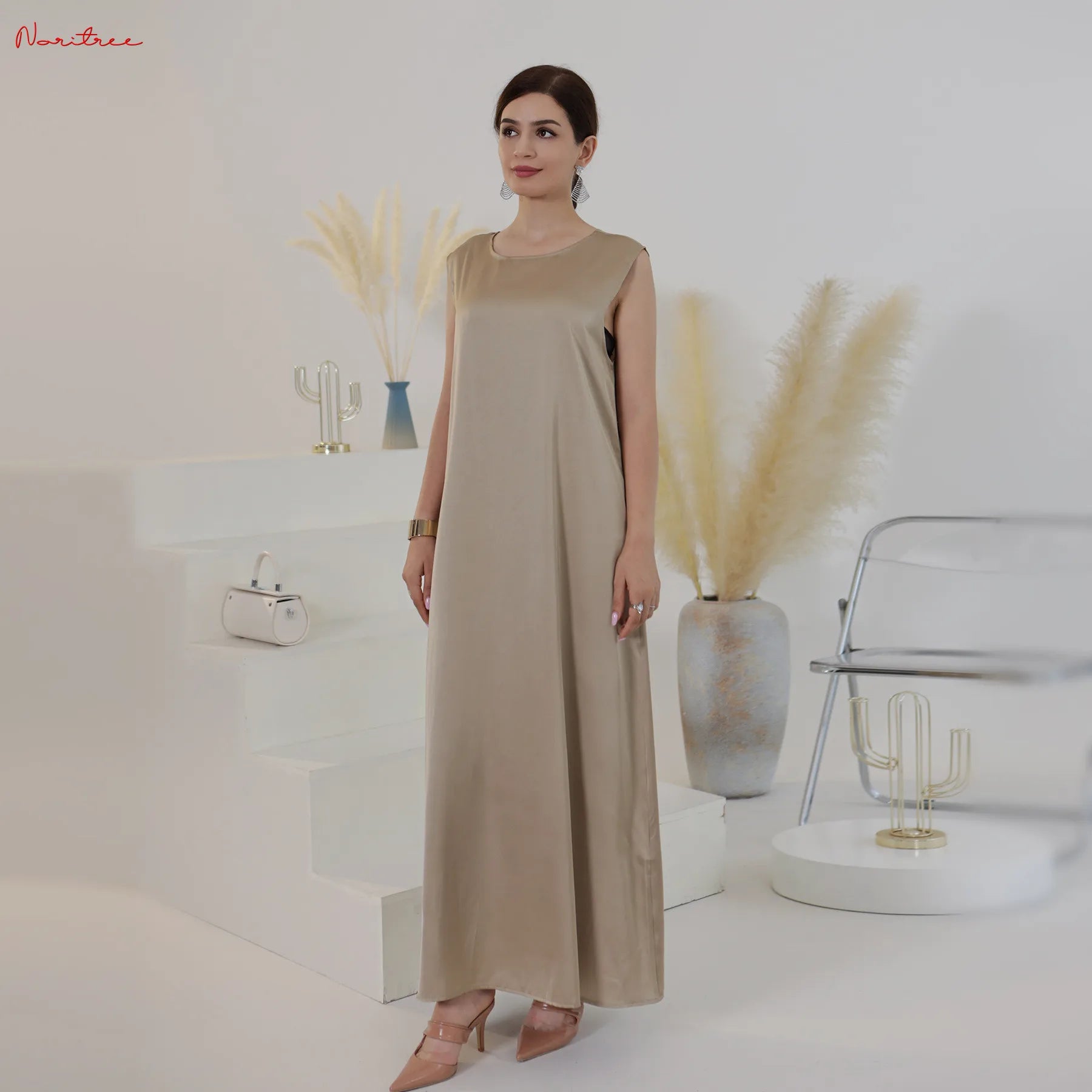 White Inner Dress Clothing For Women Dubai Abaya Arabic Muslim Dress Robe