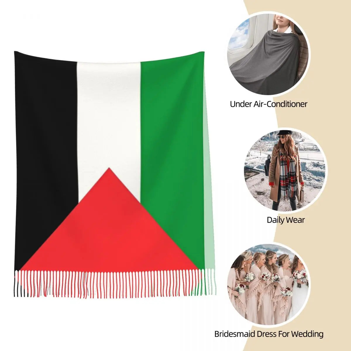 Palestinian Flag Shawls Wraps for Women Warm Large Long Scarf Shawl