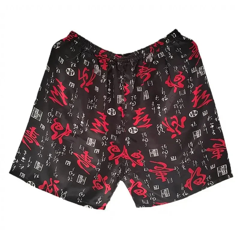 Men Sleep Bottoms Silk Satin Pajamas Casual Sleepping Short Pants Print Smoothy Nightwear Ice Silk Soft Loose Homewear Nightwear