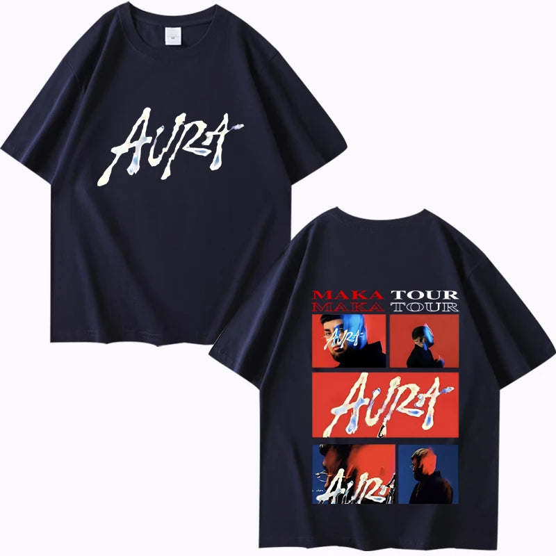 Rapper Maka Aura 2025 Tour Merch T Shirts  men women Oversized 100% Cotton Hot sale short sleeve Summer  Unisex plus size tops