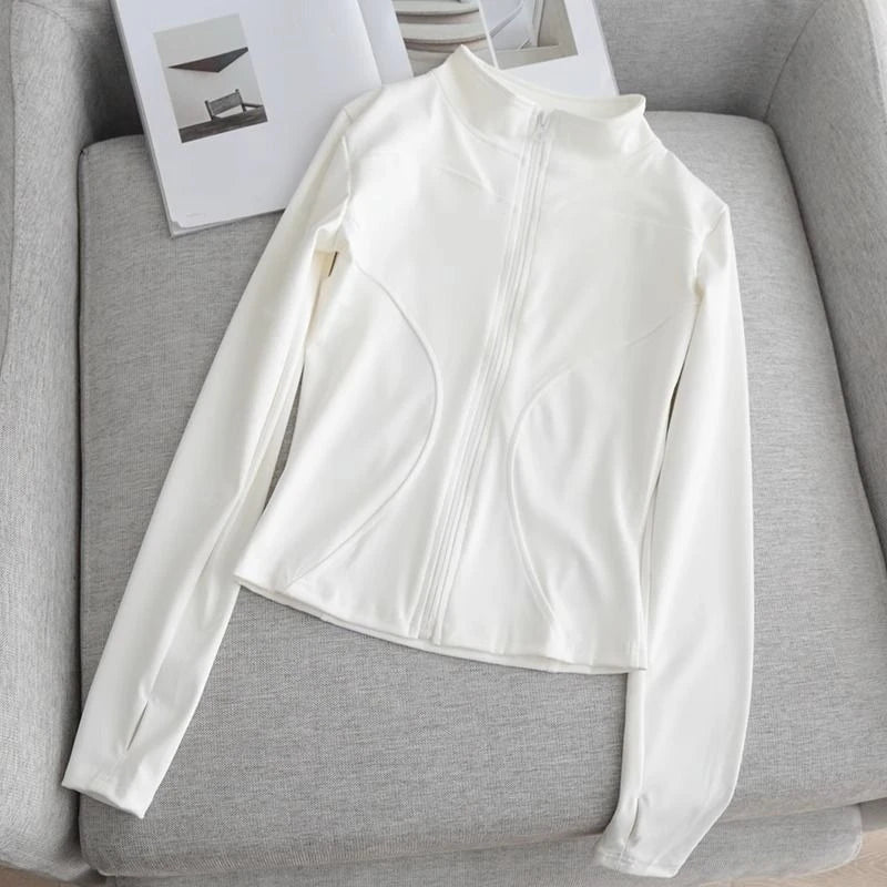 1pcs Women's Fitness Sports Jacket Zipper Long-sleeved Yoga Top Gym Running Training Yoga Clothes Quick-drying Breathable Top