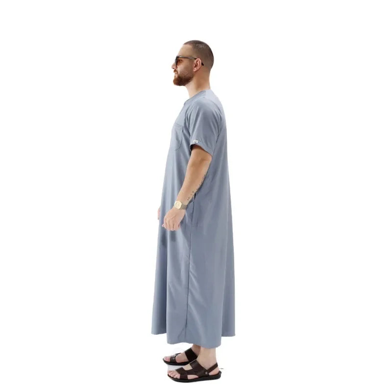 2 peice Clothing Men Kaftan Pakistan Djellaba Clothing Afghan Short sleeved Robe Thobe