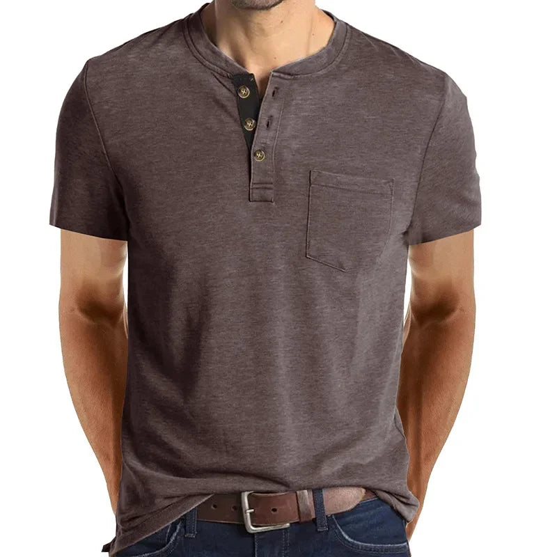 Men's T-Shirt Henley Collar Design Slim