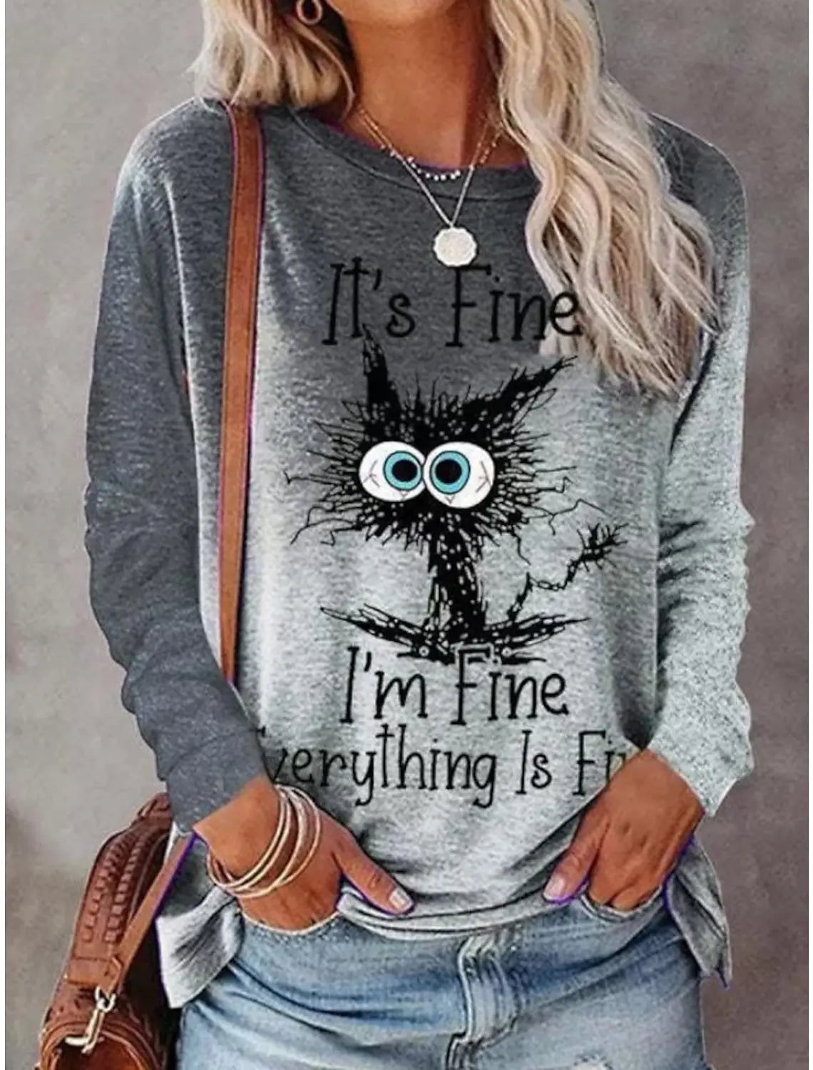Fashion Women's Long sleeve Casual O-neck Cute Cat Sweatshirts Tops 3D Print Clothes Animal Pullovers Kawaii Girl Clothing Tops