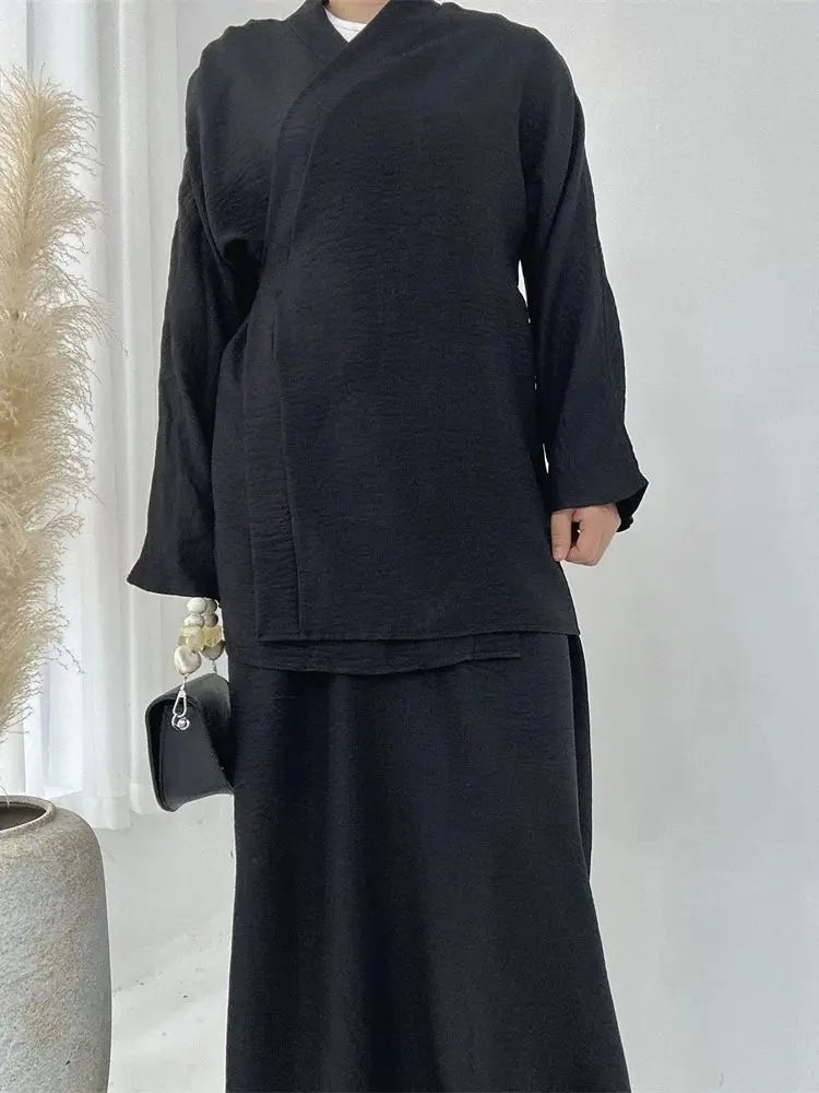 2 Piece Abaya Set Tops Skirt Sets Abayas For Women Robe