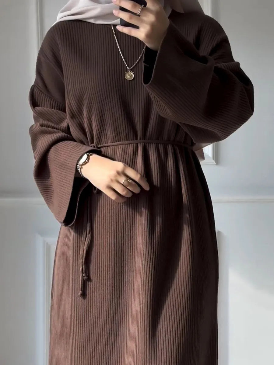 Dubai Winter Thicken Warm Knit Sweater Abayas For Women Evening Long Dress Ramadan Clothing