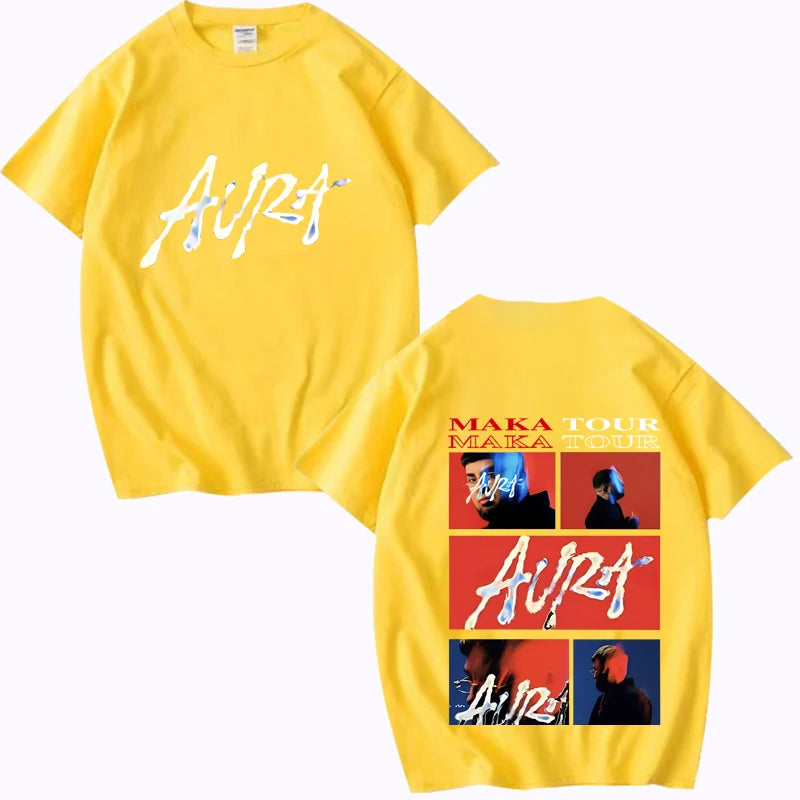 Rapper Maka Aura 2025 Tour Merch T Shirts  men women Oversized 100% Cotton Hot sale short sleeve Summer  Unisex plus size tops