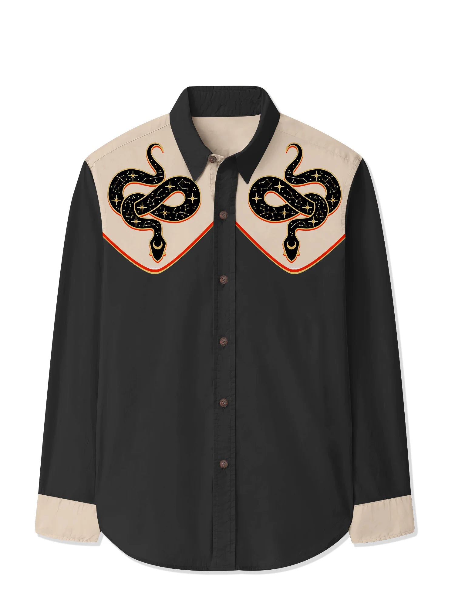 Men's Collar Printed Top Camisa Manga Larga Hombre