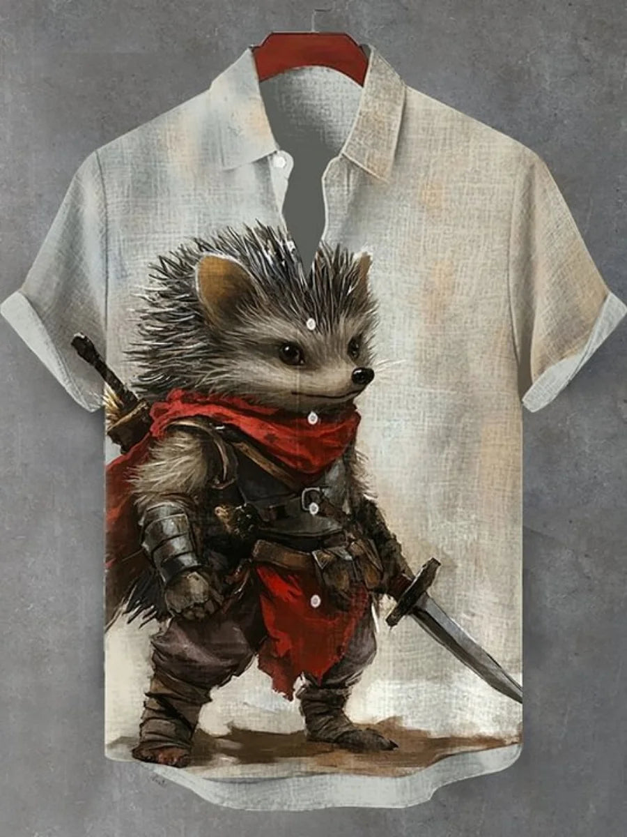 New men's fashionable shirts, 3D art printed Bushido patterns, casual and comfortable shirts, summer short-sleeved shirts