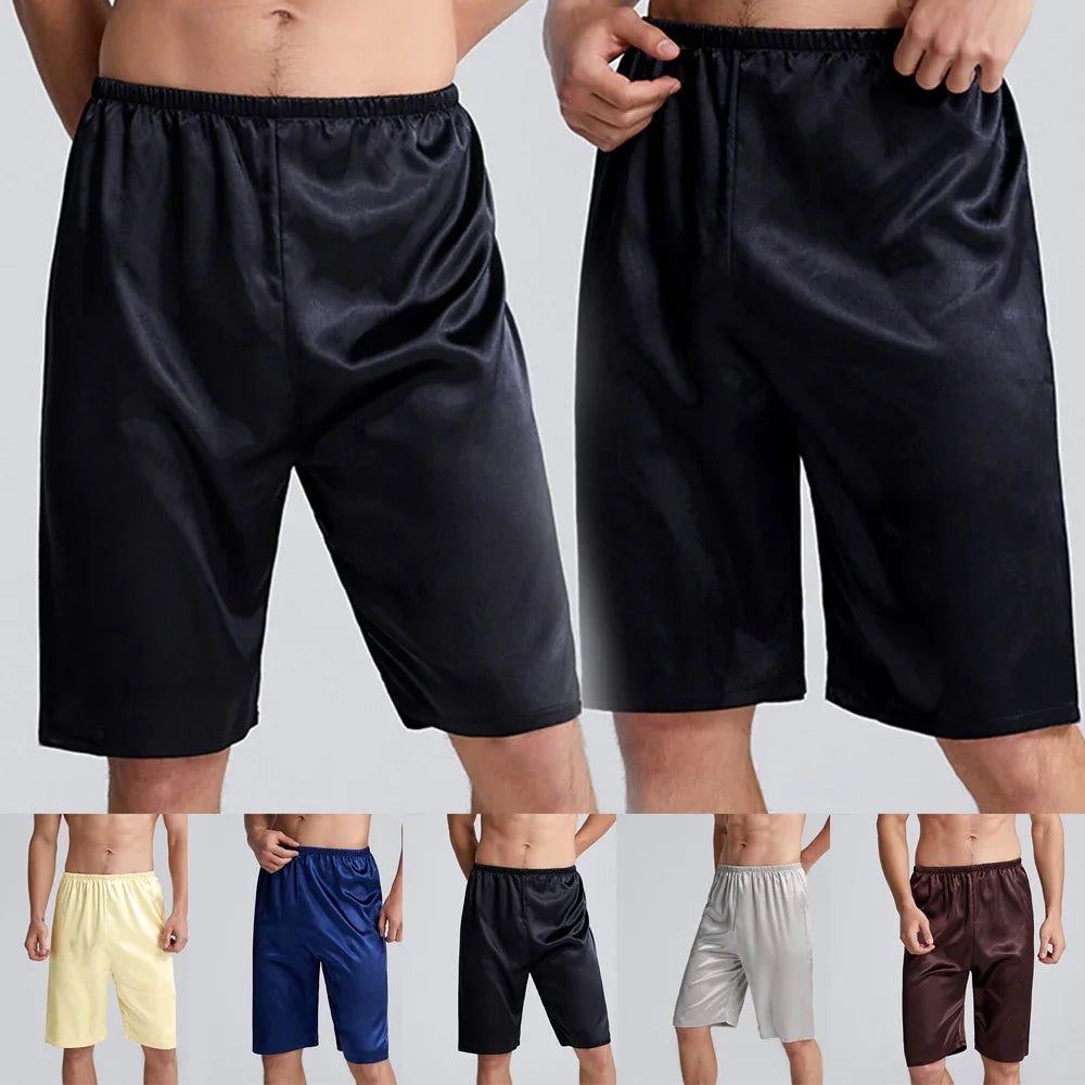 Men's Home Silk Pajamas Shorts  Sleep Bottoms Nightwear Breathable Comfortable  Male Soft Sleepwear