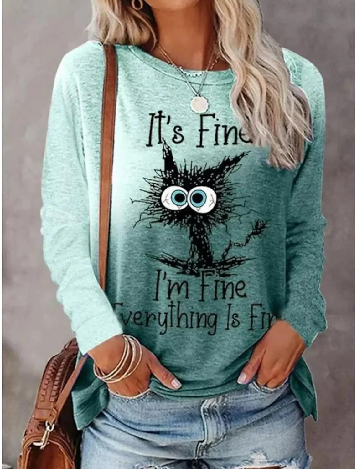 Fashion Women's Long sleeve Casual O-neck Cute Cat Sweatshirts Tops 3D Print Clothes Animal Pullovers Kawaii Girl Clothing Tops