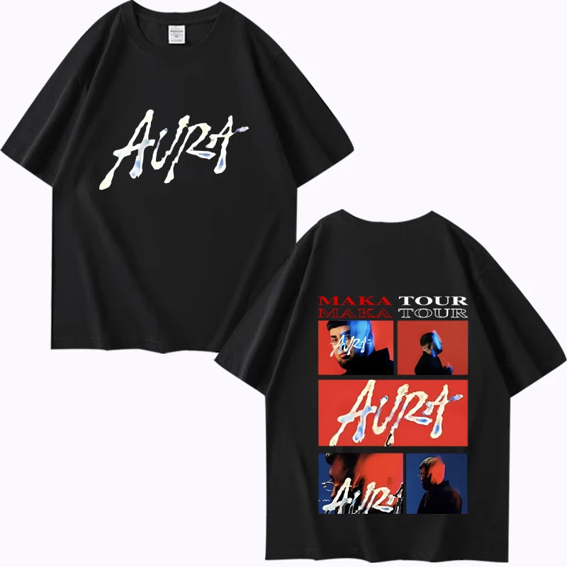 Rapper Maka Aura 2025 Tour Merch T Shirts  men women Oversized 100% Cotton Hot sale short sleeve Summer  Unisex plus size tops