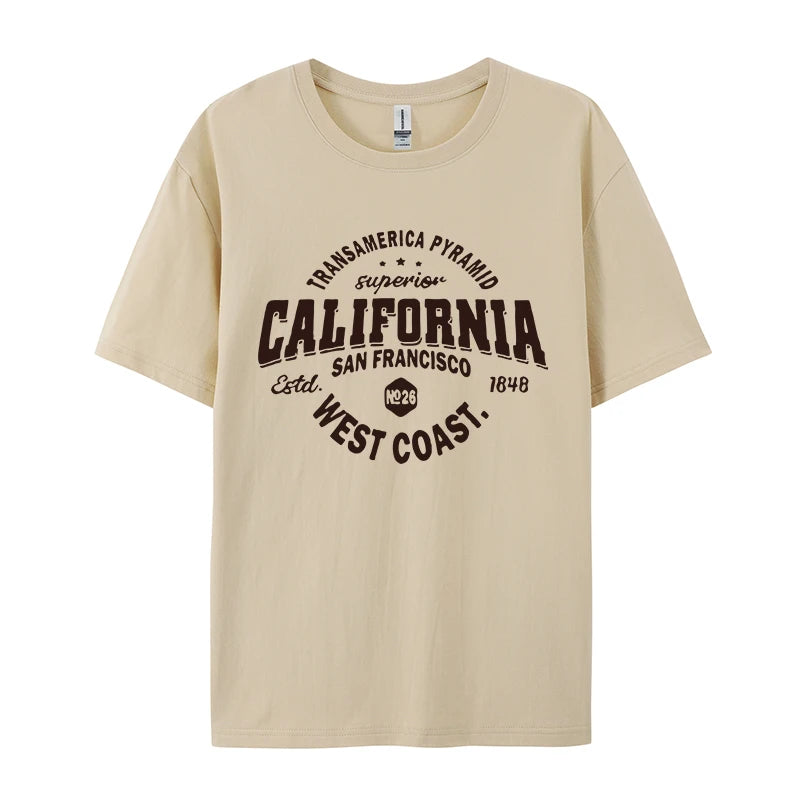 Women's T shirts California West Coast San Francisco Letter Printing  O-Neck Soft Casual