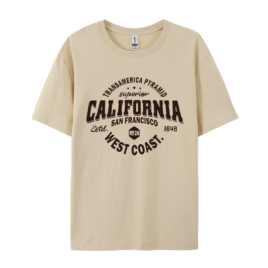 Women's T shirts California West Coast San Francisco Letter Printing  O-Neck Soft Casual