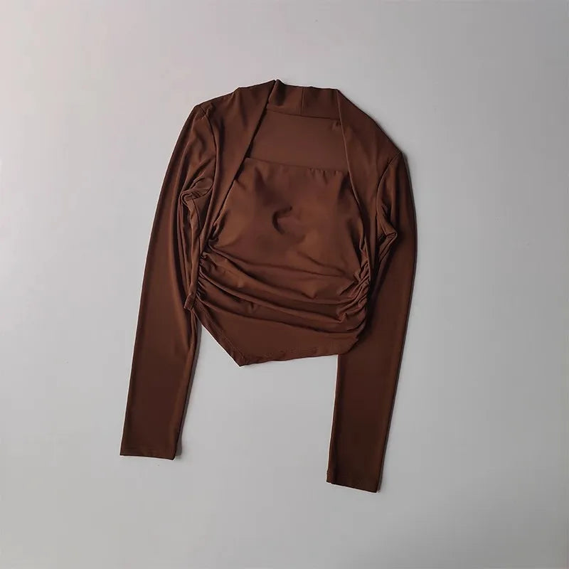 Women's High-End Fitness Yoga Suit Long Sleeved Fixed Cup Slim Fit Top - Optimal for Exercise And Workout