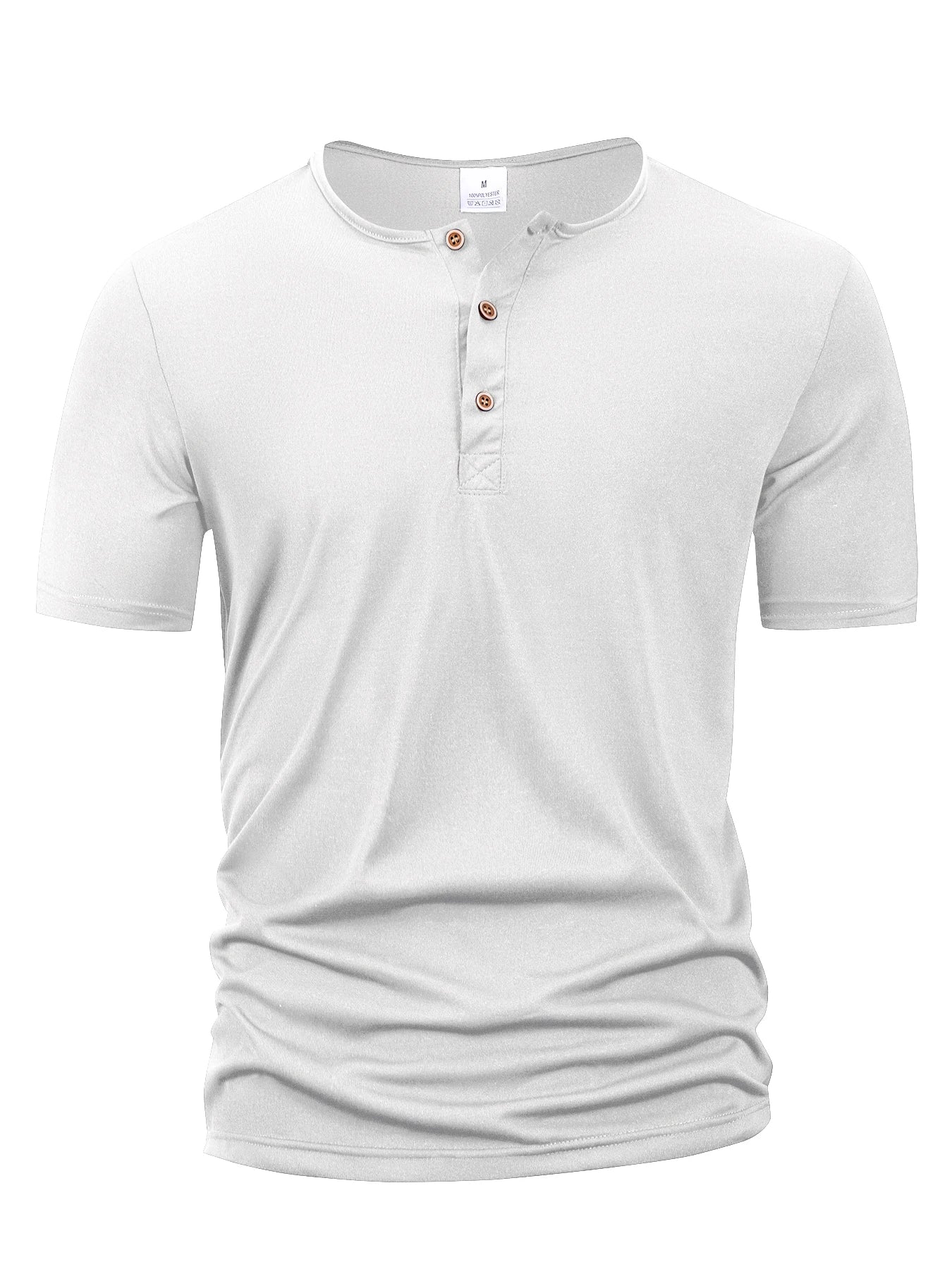 Men Henley Collar T-shirts Button Slim Casual Male Solid Color Short Sleeve Men Sports T-shirt Polo