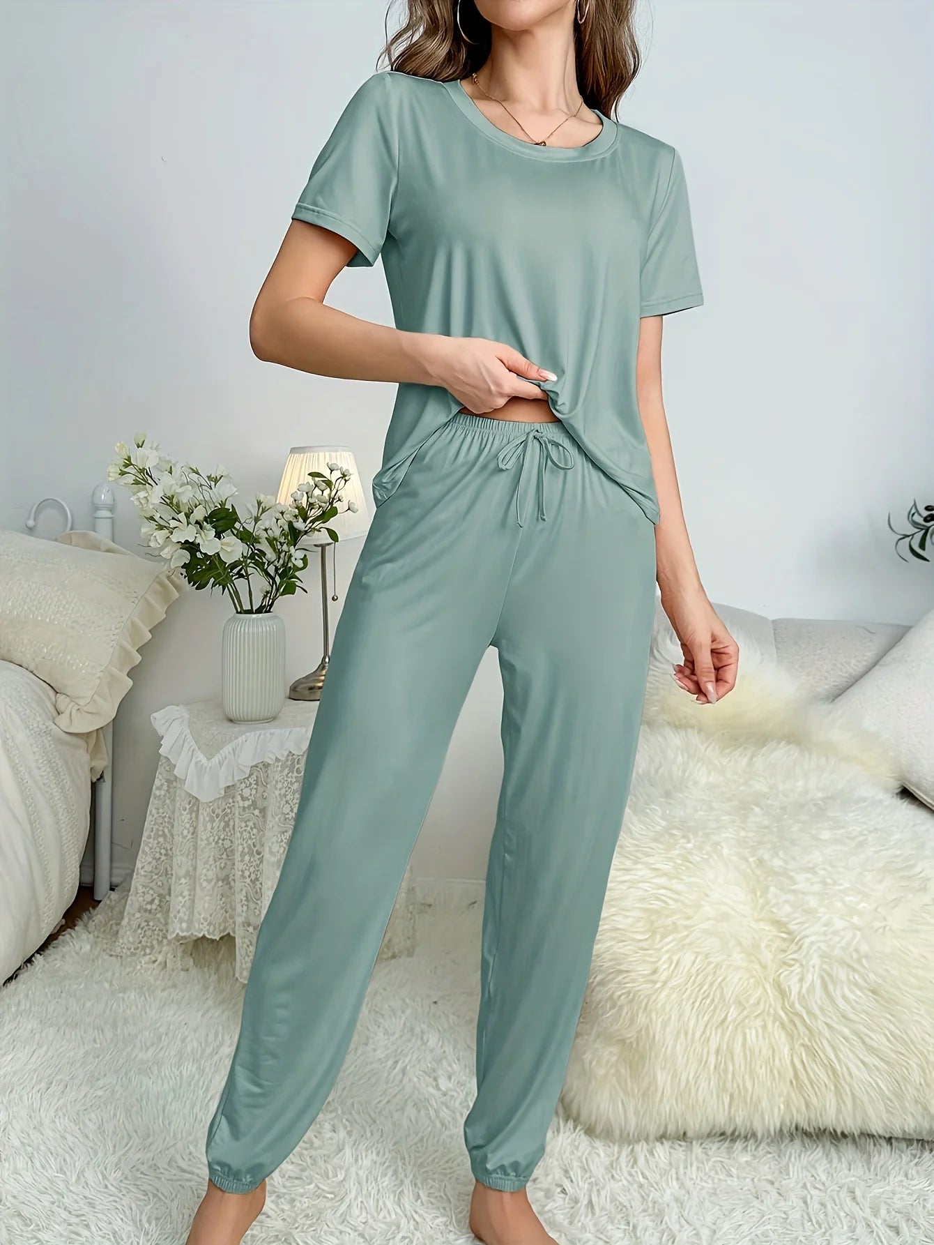 Women's Loungewear Set 2 PCS Pajamas Sleepwear Homewear Soft Comfortable