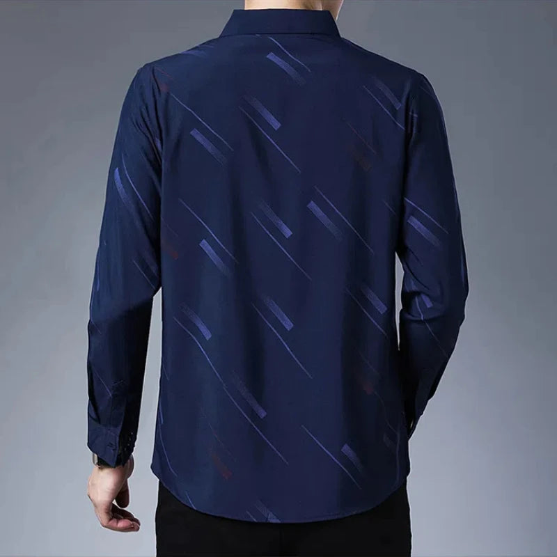 Men's POLO Collar  Striped Clothing Blouse simple