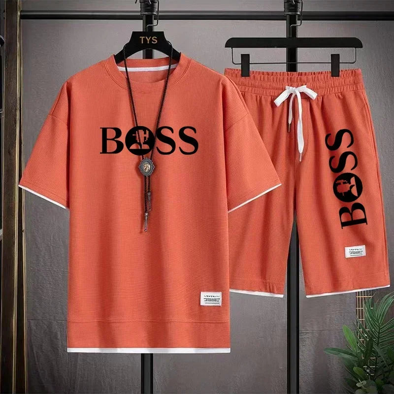 Men's luxury sportswear set casual fitness T-shirt and shorts 2-piece set with short sleeves summer 2025