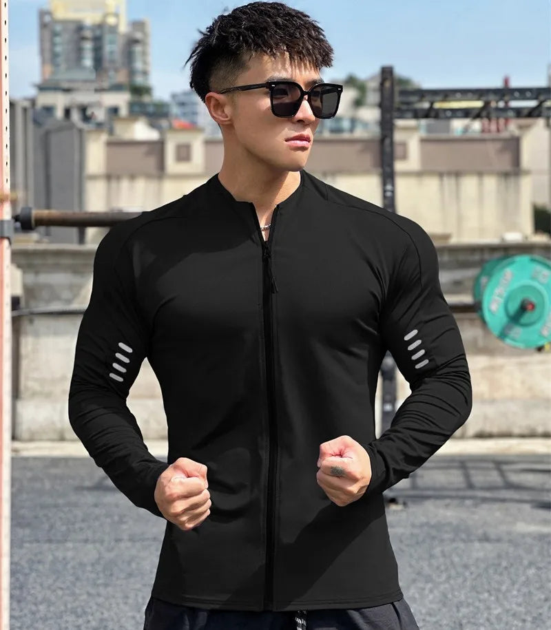 spring autumn Jacket Men Fitness Sportswear Gym Training  Cardigan zipper