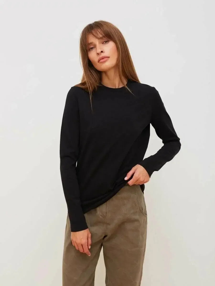 Wolfeel Women's Spring Autumn 100% Cotton T-shirt  Long Sleeve Loose Tops Shirts
