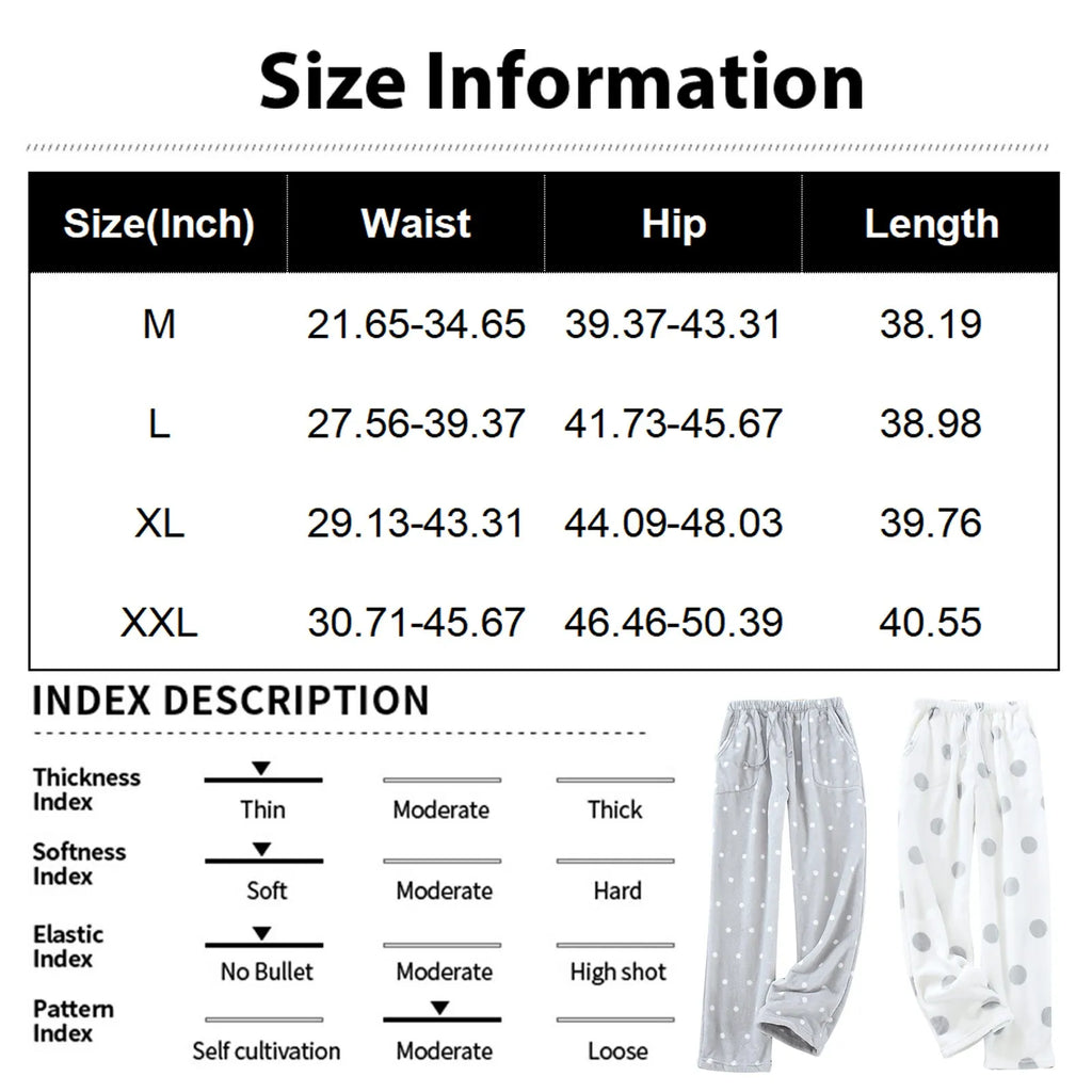Female Winter Sleepwear Casual Home Pants Thicken Warm Women'S Trousers Flannel Pants Pajama Bottoms Coral Fleece Lounge Wear
