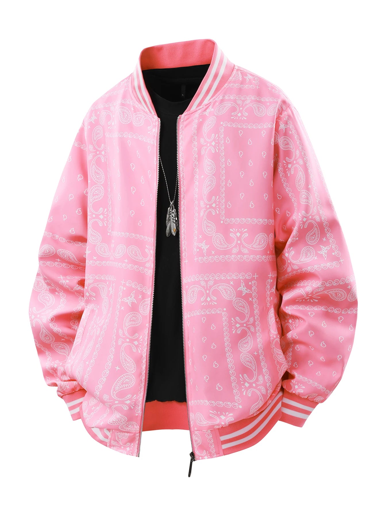 Mens Oversized Jacket Retro Jacquard Painting  Loose Vintage Coats Man Outerwear