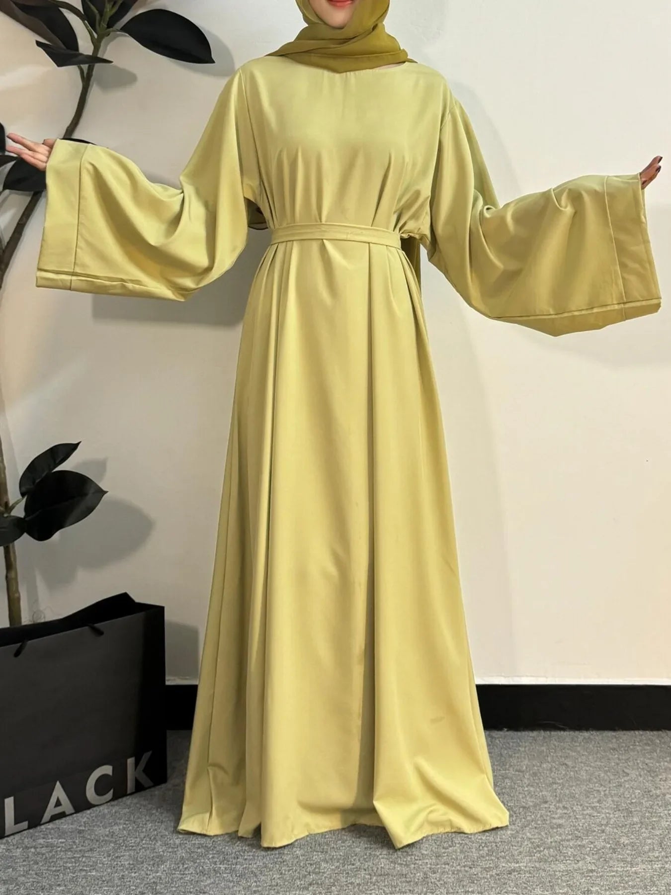Abayas Women Kaftans Prayer Dress With Belt Full Sleeve  Clothing Robe  Dresses Women Jilbabs