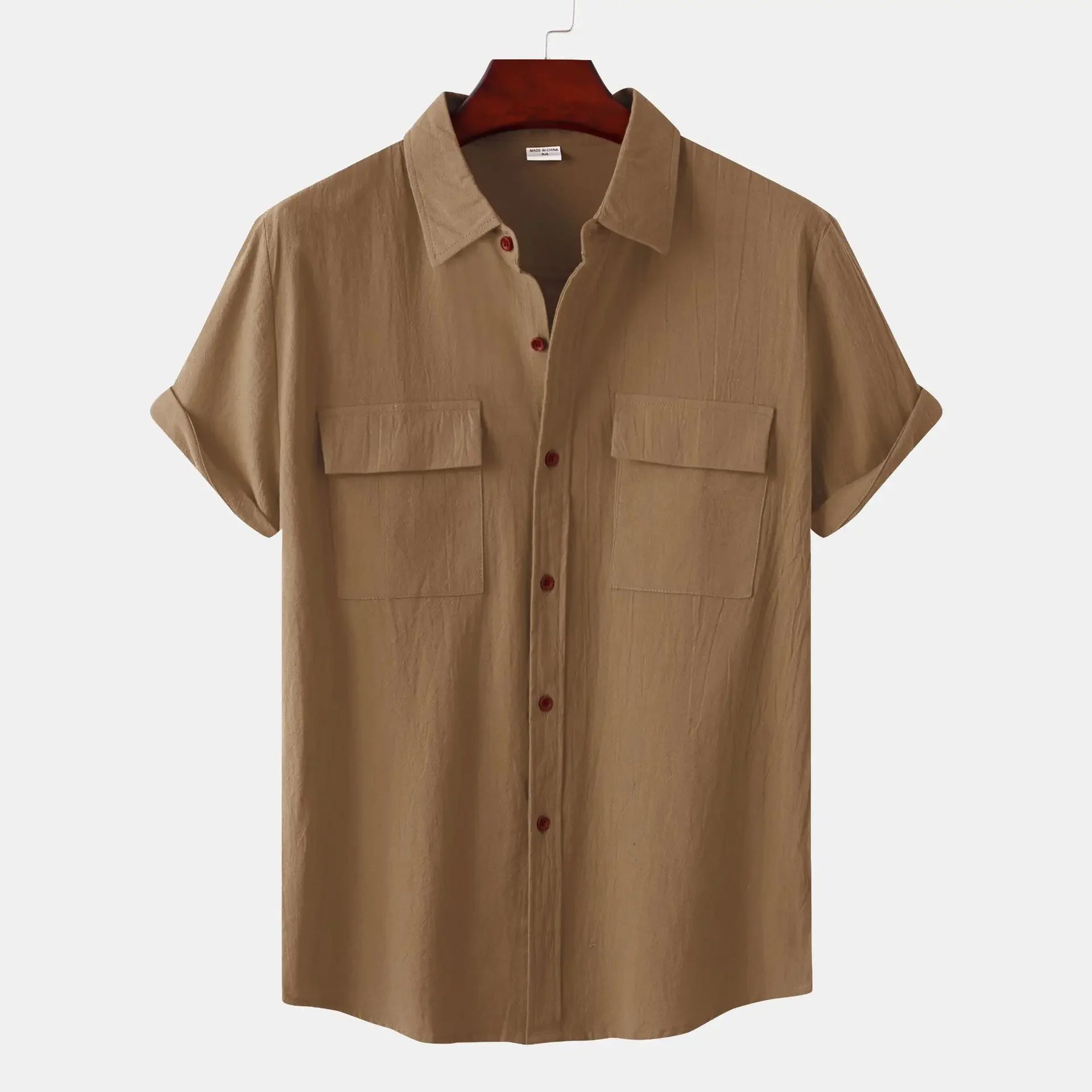 Men's Linen T Shirts Fashion Tiki Blouses cotton