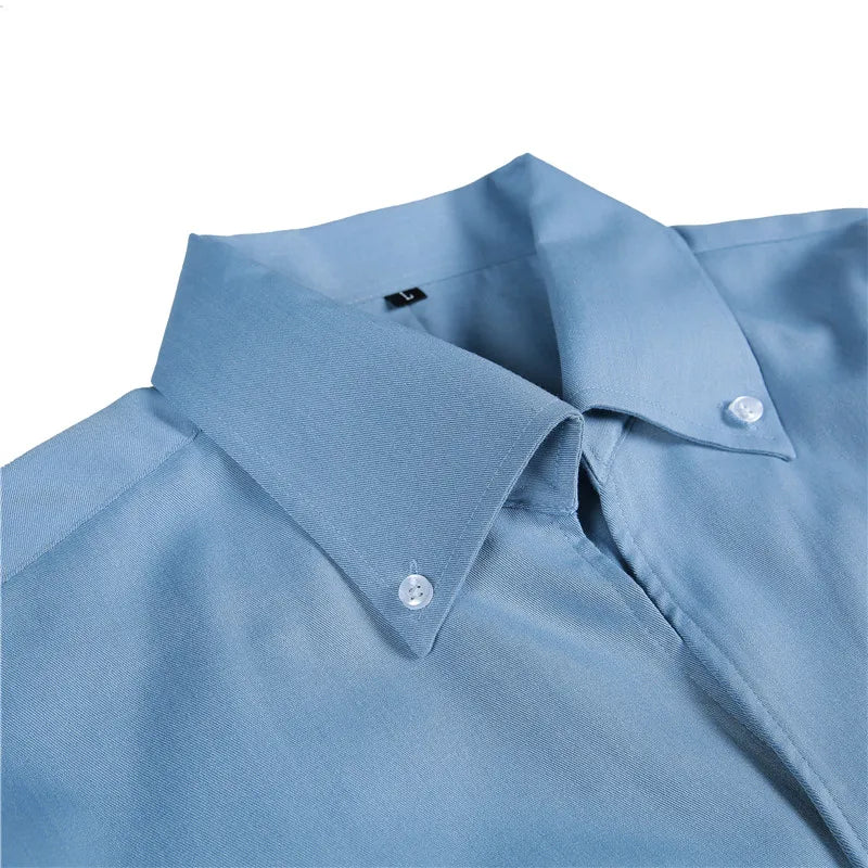 Men's Italian Collar Shirt, Wrinkle-free, Casual Slim-fit