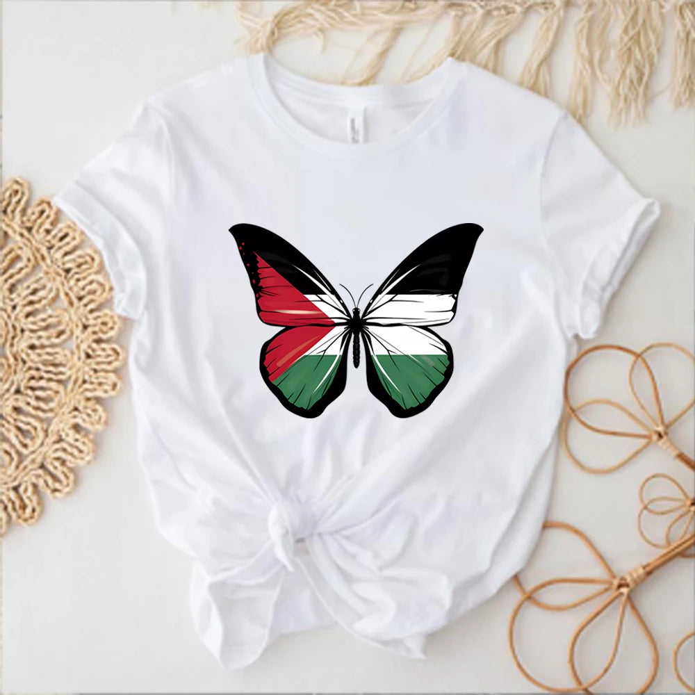 Vintage Butterfly Palestine Graphic T Shirt Activist Shirt This Is Not A Watermelon Merch Unisex Trendy Short Sleeve Human Rights