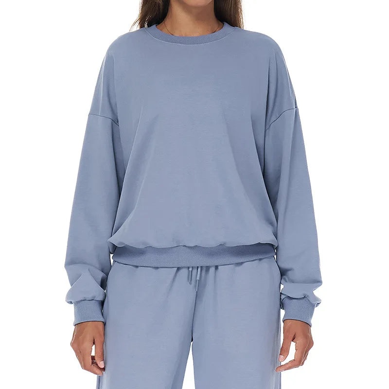 Winter Sports Women loose and Casual Round Neck Long Sleeved. t shirt  Fashionable VersatileRunning