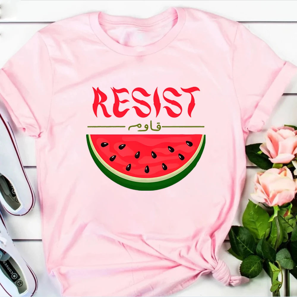 Watermelon Palestine Resist Shirts This Is Not A Watermelon Shirt Human Rights Tee Watermelon Flag Tshirt Trendy Unisex Short Sleeves Tops