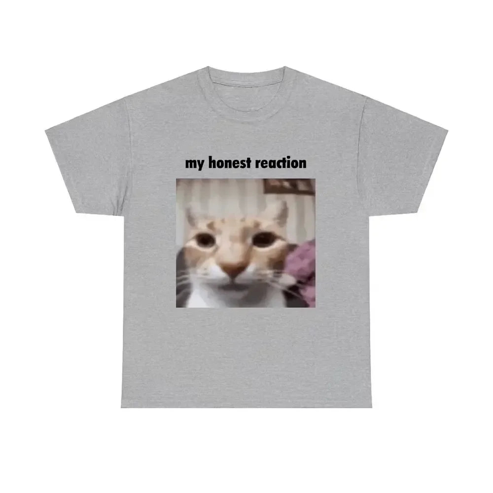 Women's My Honest Reaction T-shirts Funny Cat Printed