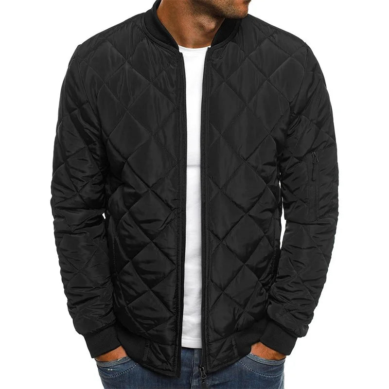 Winter New Jacket Men's Baseball Collar Mesh Pressed Lightweight  Jacket Vintage Flight Casual Long Sleeve