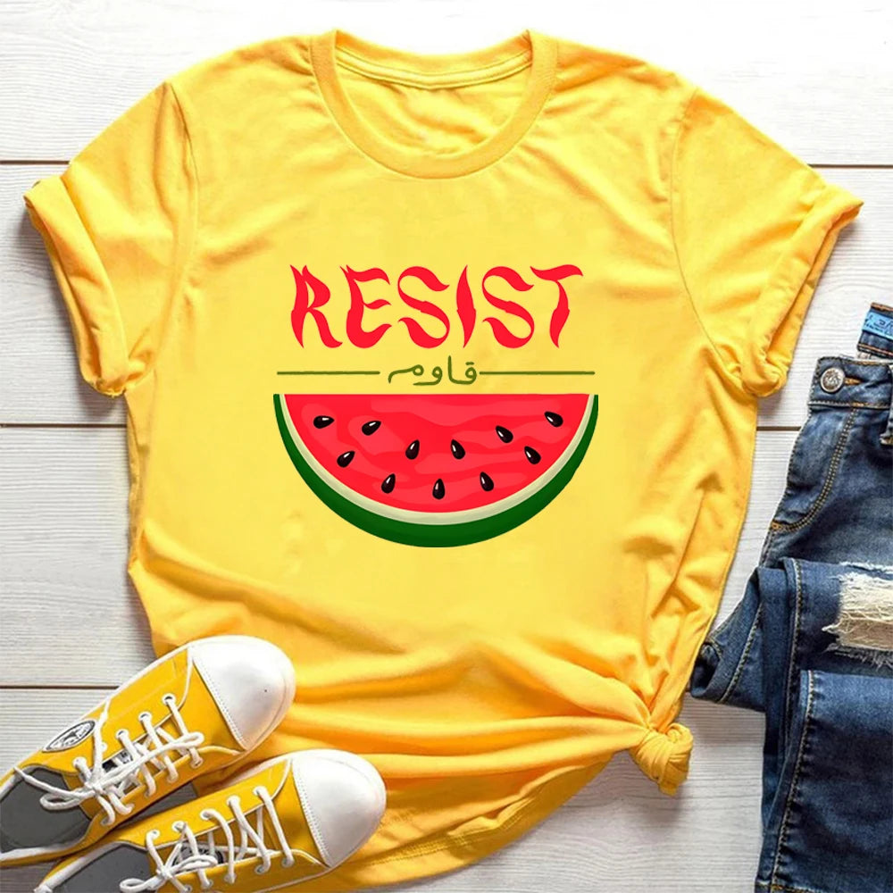 Watermelon Palestine Resist Shirts This Is Not A Watermelon Shirt Human Rights Tee Watermelon Flag Tshirt Trendy Unisex Short Sleeves Tops