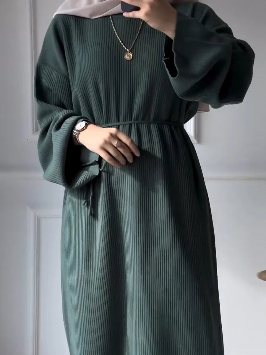 Dubai Winter Thicken Warm Knit Sweater Abayas For Women Evening Long Dress Ramadan Clothing